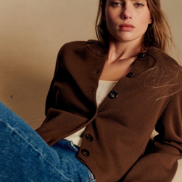 NWT Sézane Jude Cardigan in Chestnut Brown - Picture 2 of 7